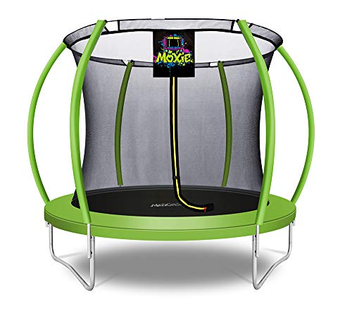 Machrus Moxie Trampoline 6FT 8FT 10FT 12FT 14FT 15FT 16FT, Recreational Trampolines for Kids and Adults- Outdoor Trampoline with Enclosure Net, Flex Fiber-Glass Rod & Curved Poles- ASTM Approved -  MXSF03-8-GA
