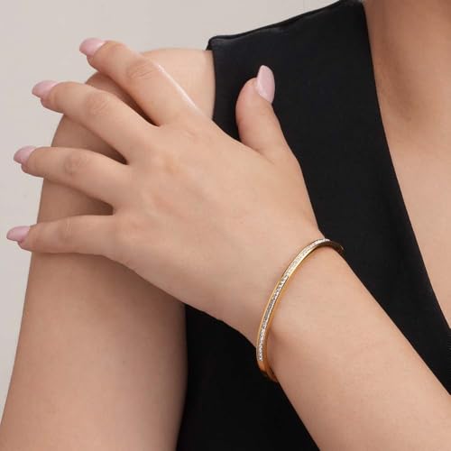 Image of PALMONAS Sparkling Line Bangle Bracelet for Women - Gift for Girls & Women | Waterproof & Anti-Tarnish Bangle Bracelet