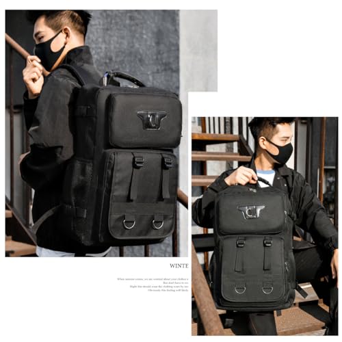 Large Travel Backpack Carry,Camping Hiking Backpack,Water Resistant Outdoor Daypack Travel Bag for Climbing Skiing (Black)2