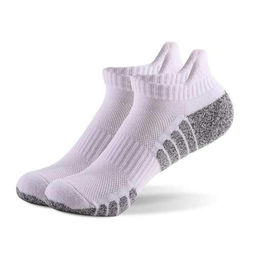 Horett 6 Pares de Calcetines Deportivos Tobilleros, Cálidos, Transpirables, Ligeros e Invisibles para Correr, Ciclismo, Maratón y senderismo. (Blanca)