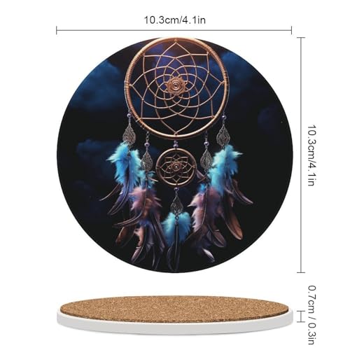 Dessous de verre attrape-rêves rond pour table et bureau