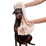 Soggy Doggy Super Shammy  Beige One Size 31-inch x 14-inch Microfiber Chenille Dog Towel with Hand Pockets
