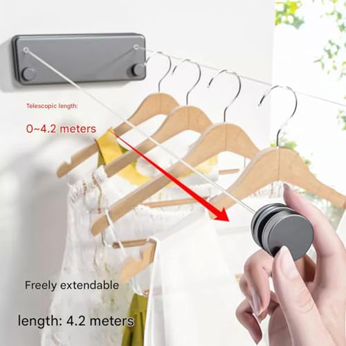 Corde à linge extensible en acier fil à linge rétractable intérieur extérieur - 6