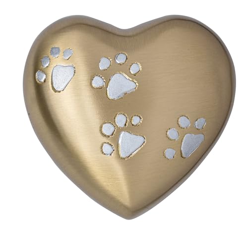 Royal Rapture Urn for Ashes Paw Heart Funeral Cremation Memorial Keepsake Pet Dog Cat |Without Stand (Gold 5") RHP03-05