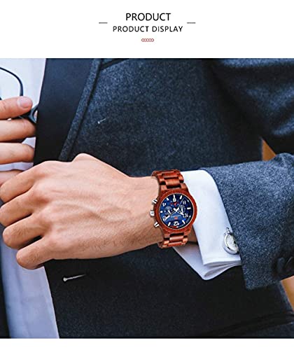 Relojes de madera naturales para hombre ligeros y cómodos con esfera analógica 3