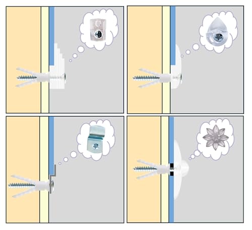 Image of 24 Sets Mirror Mounting Clips Kit for 1 /4 inch Mirror & Glass - Teardrop, Rosette, Square and Offset Holders with Anchors and Screws for Wall and Picture Frames