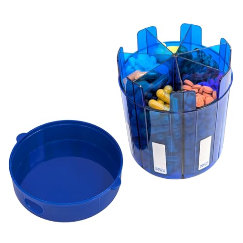 Image of XL Supplement Pill Dispenser Bottle, 7 Compartment, Labels, Easy Open, Anti-Mixing, UV Protected Organizer, Extra Large Monthly Vitamin, Monster Fit Medication Holder (Cobalt Blue, Large) (Pack of 3)
