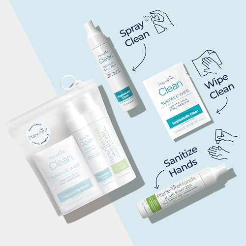 Travel Essentials | Hygiene Kit | Travel Toiletry Kit | Travel Size | Spray Hand Sanitizer Herbal Scent | Surface Wipes | Individual Travel Wipe | Surface Cleaner & Air Mist | With Essential Oils2
