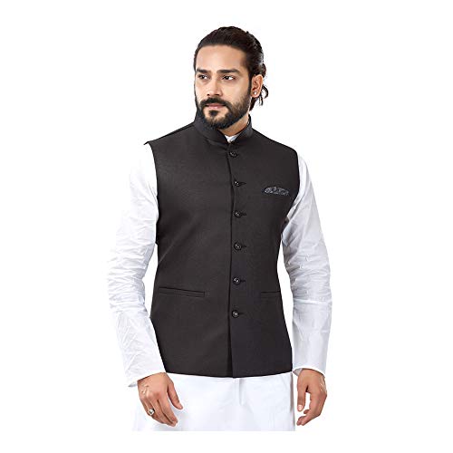 Image of Pure Cotton Kurta Pyjama Set & Jute Nehru Jacket