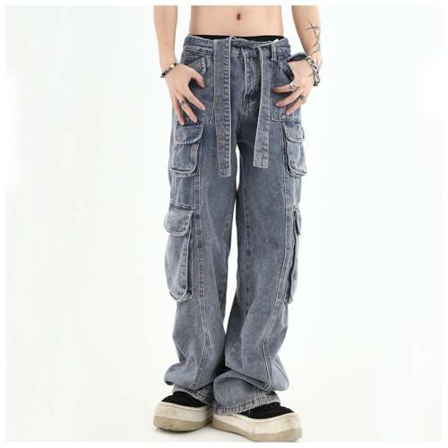 Men's Baggy Cargo Pants Washed Aged Hip Hop Jeans Grunge Denim Y2k Multi-Pocket Relaxed Fit Jeans for Men and Women2