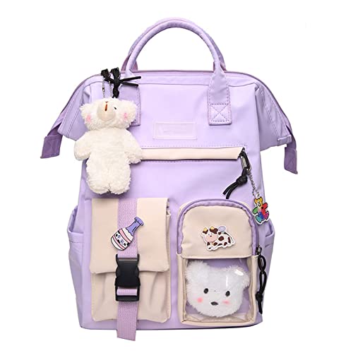 Cute Backpack with Cute Pin Accessories Plush Pendant for School Bag Student Girl Backpack Super-Capacity Waterproof Travel Backpack(Purse-3)