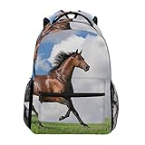 Ahomy Mochila para el cielo de la hierba de caballo, mochila escolar para niñas, niños, mujeres, ideal para viajes