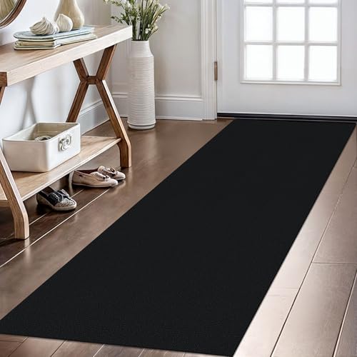 Image of KOZYFLY Washable Runner Rug 2x6 Ft Runners for Hallways Non Slip Kitchen Runner Rugs Braided Cotton Entryway Runner Indoor, Carpet Runners for Hallway Kitchen Entryway Bedroom, Black