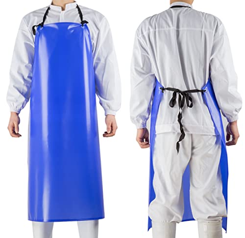 Etbol Chemical Resistant Vinyl Apron - Blue Plus Size Unisex Pvc Aprons For Dishwashing,Dog Grooming,Gardening,Fish Cleaning,Lab Work（5 Pack） #TOP1