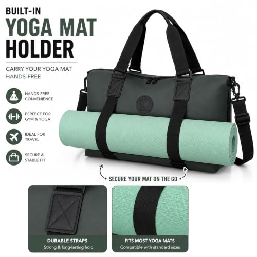 Image of Storite Travel Duffel Bag for Women & Men, Water-Resistant Nylon Weekender Bag with Adjustable Shoulder Strap, Lightweight Overnight Luggage Bag for Travel, Sports & Daily Use (Olive Green)