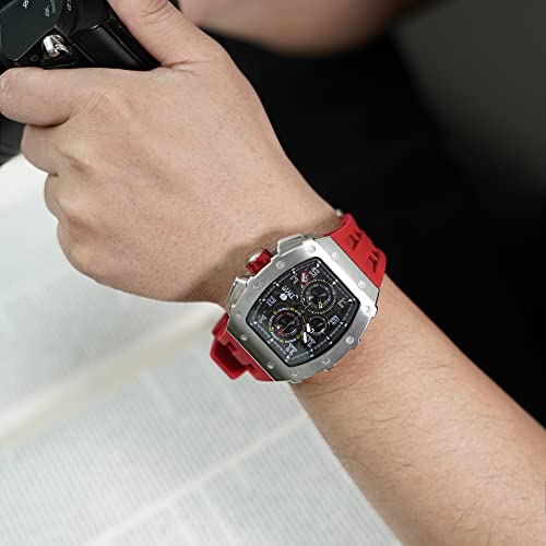 Image of Tsar Bomba Mens Watches Quartz Wristwatch for Men Waterproof 50M Analog Luxury Tonneau Chronograph Calendar Date Men's Dress Business Work Watch Gift for Men