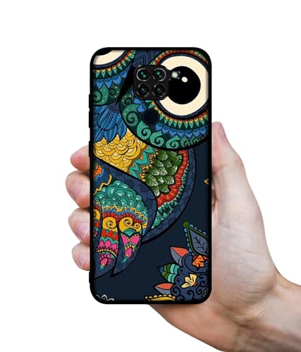 Image of Owl Illustration Design Premium 2D Printed Metal Back Case Cover for Mi Redmi Note 9 4G