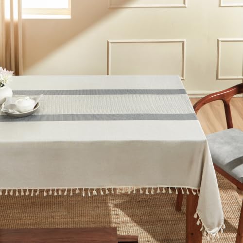 Image of Amazon Basics Tablecloth for Dining Table Cover, Microfiber Fabric Rectangle Tablecloth. 60x90 Inches 6 Seater (Grey, 6 Seater)