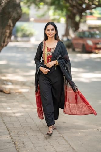 Image of ANNI Designer Women's Rayon Viscose Printed Straight Kurta with Pant & Dupatta