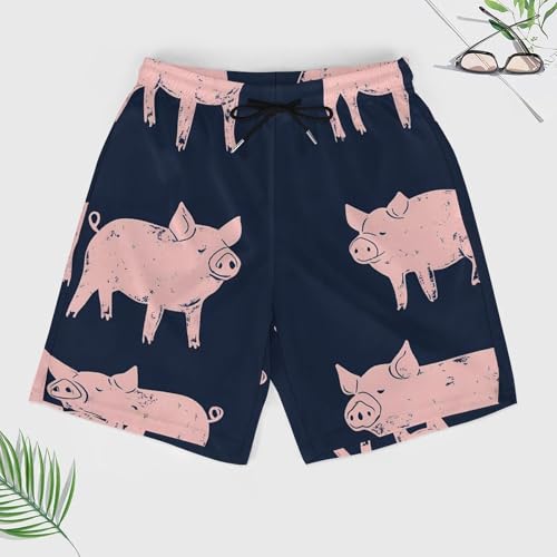 Cute Pigs Beach Shorts for Men Swim Trunks Quick Dry Swim Shorts with Compression Liner Pocket3