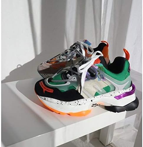 Amazon 本革 革 レザー スニーカー レディース ローカット 厚底 ダッドスニーカー 厚底スニーカー マルチカラー スポーティ レディーススニーカー ウォーキングシューズ ノーブランド品 スニーカー