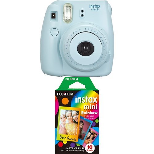 Fujifilm Instax Mini 8 (Blue) + Mini Instant Film (Rainbow)