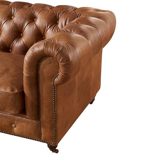 Image of Solid Wood Velvet Fabric L Shape Sofa Sofa for Living Room Button Tufted Sofa Chair for Home & Office (Left Aligned L-Shaped (Brown latharate)