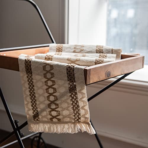 Chemin de table en coton lin pour réussir votre décoration de table marron