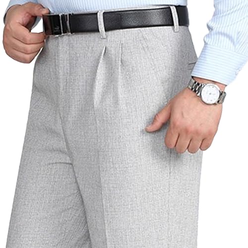 Maiyifu-GJ Men's Wrinkle Free Double Pleated Dress Pants Lightweight Business Suit Pants High Waist Loose Fit Work Pants​2