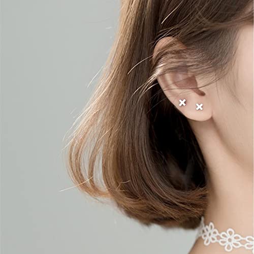 Pendientes de Plata 925 Letra X Pequeños Joyería Minimalista 4