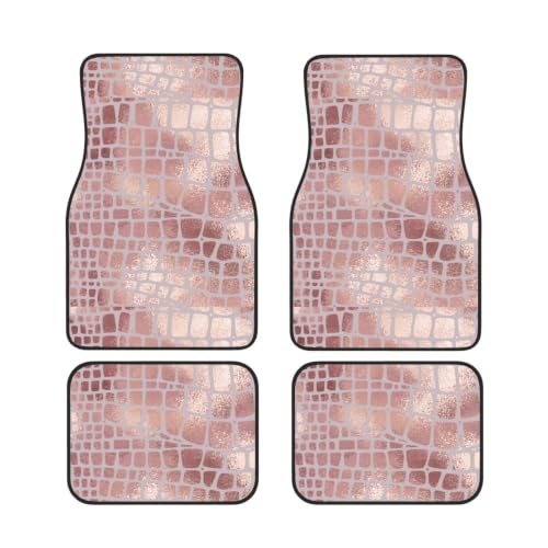 Alfombrillas de coche efecto piel de serpiente oro rosa de neopreno premium