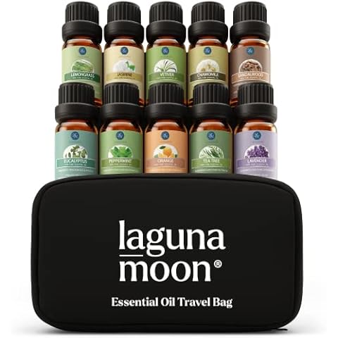 LagunaMoon Essential Oils Set - 10pc Organic Aromatherapy Oil Cover