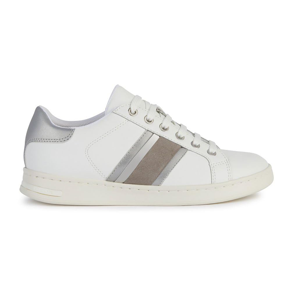 Geox Women's D Jaysen ESneaker, White Silver, 5 UK