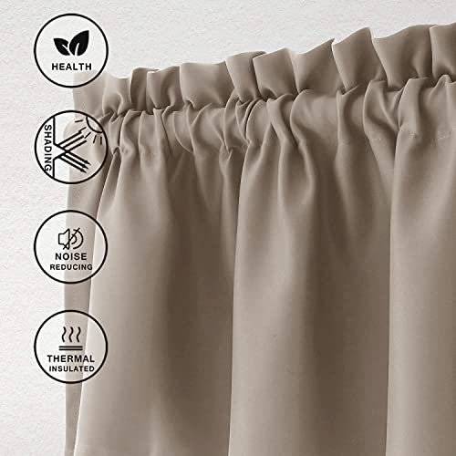 Hiasan KYUS-ZGBLT-C-4218-45 Valance Curtains For Kitchen Blackout Thermal Insulated Solid Window Curtain Valance, Camel thumb #1