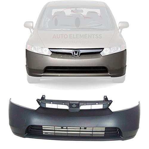 Front Bumper Cover Primed Plastic For 2006-2008 Honda Civic Sedan Direct Replacement 04711SNEA90ZZ