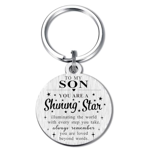 ABBNT Porta-chaves para filho, presentes para filho da mãe e pai, porta-chaves para o meu filho, presente de aniversário para filho, graduação, Natal, prata, M, Prata