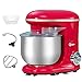 HOMCOM Batidora Amasadora para Repostería Profesional 1200W Robot de Cocina con 6 Velocidades Bol de Acero Inoxidable de 5,5 L y 3 Accesorios Incluidos 37x23x37 cm Rojo