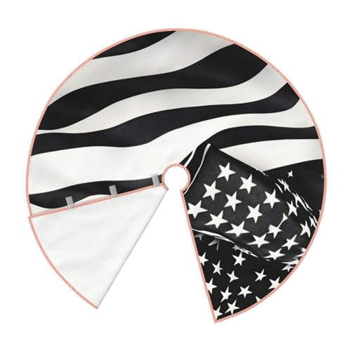 Jupe de sapin de Noël drapeau américain noir et blanc rustique - 3