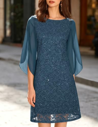 Image of COOAN Wedding Guest Cocktail & Formal Dresses for Women - Lace Sequin Dress