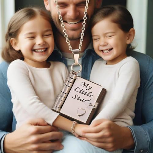 My Little Star Book Necklace,My Incredible Daughter Book Necklace with 6 Pages of Messages, A Letter for My Daughter Necklaces Jewelry, Openable Pendant Adjustable Gift2