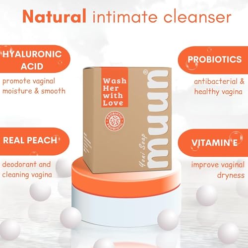 Image of Muun Yoni Soap Bar - Pack 3 Peach pH Balance Natural Ingredients - Gentle Cleansing Formula Eliminates Odor Vaginal Health - Feminine Wash