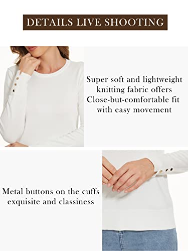 Image of Sweaters for Women Striped Crew Neck Pullover Sweater Lightweight Long Sleeve Fall Knit Tops