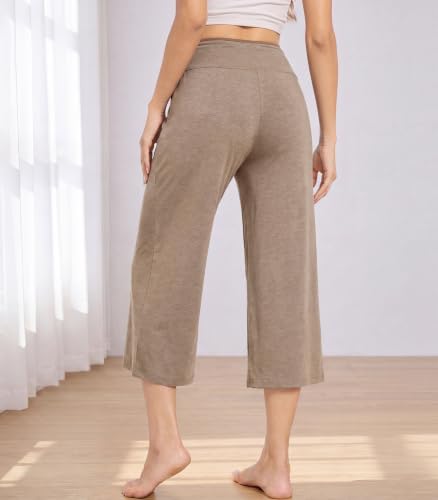 Image of WiWi Bamboo Viscose womens capri pants Wide Leg Pajama Super Soft Lounge knit Sleep shorts Cooling Pj Bottoms S-XXL