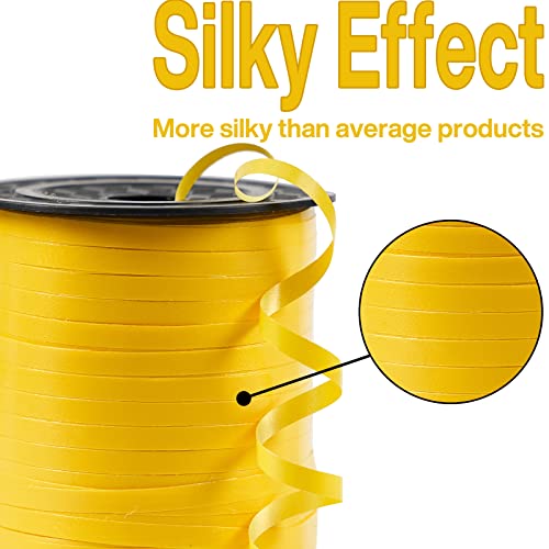 Image of PartyWoo Yellow Ribbon - 500 Yard Curling Ribbon for Crafts, Balloon String, Gift Wrapping, Florist Flowers (1 Roll)