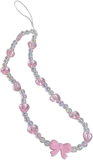 HONMEET Corrente Para Celular Miçangas Rosa Decoração De Pérola Acessórios De Pérola Pulseira De Telefone Frisada Pulseira De Charme De Pérola Estátua Da Liberdade Decoração De