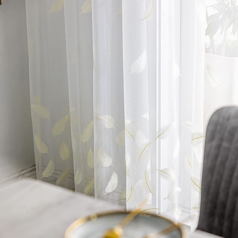 Feuilles caduques broderie rideau de ventilation transparent - 5