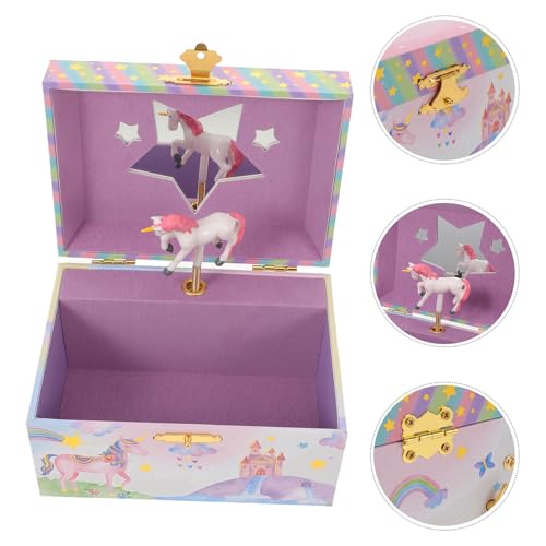 Boîte à bijoux musicale licorne avec miroir et grand rangement pour bagues - 8