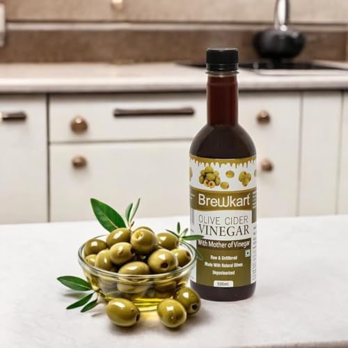 Image of Brewkart Olive Vinegar (Jaitun Ka Sirka) with Mother 500ml - Unfiltered, Raw, Natural, Ideal for Salads & Detox