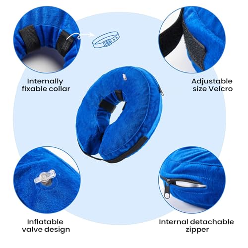 Collar inflable para perros y gatos con cojín interior impermeable extraíble 3