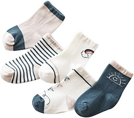 子供 靴下 ソックス ベビー 幼児用 キッズ 綿 メッシュ素材 男の子 天気 5足セット M 女の子 高価値 春秋冬適用 カラフル